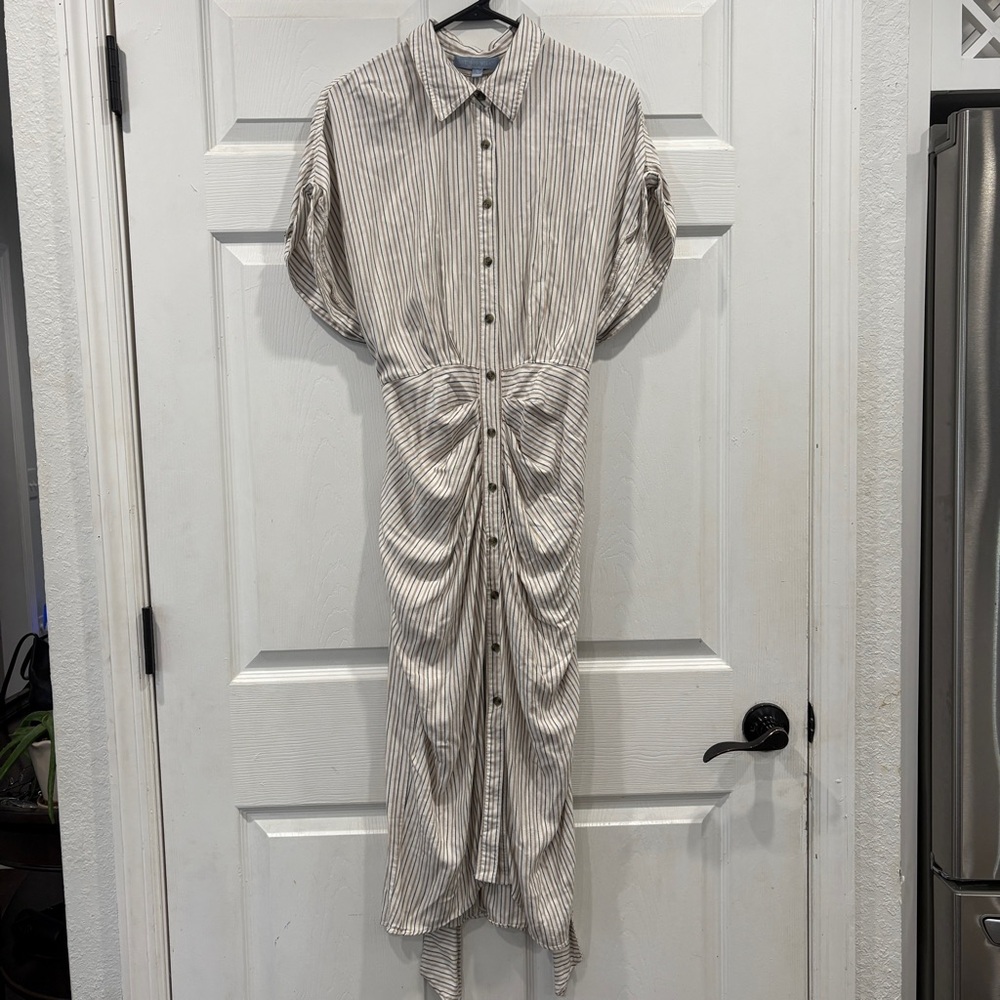 Antonio Melani Striped Collar Button Front Shirt Dress Size 12